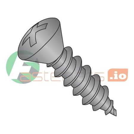 Newport Fasteners Sheet Metal Screw, #8 x 1-1/4 in, Black Oxide Steel Oval Head Phillips Drive, 5000 PK 405196